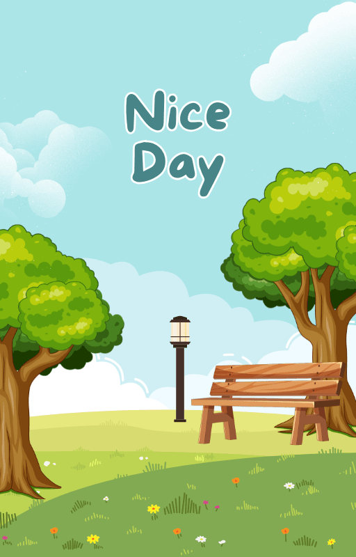 Green and Blue Illustration Modern Nice Day E-Book Cover
